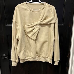 SHEIN Cream Sweater with Oversized Bow